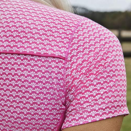 Dublin - Camisa de Manga Corta Ecuestre Kylee con Estampado para Chica Mujer (M) (Azul Dove)