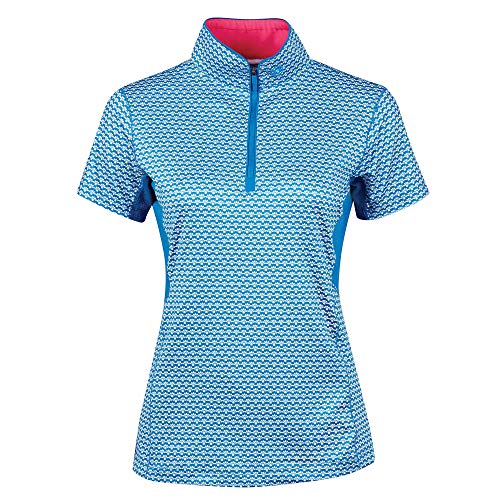 Dublin - Camisa de Manga Corta Ecuestre Kylee con Estampado para Chica Mujer (M) (Azul Dove)