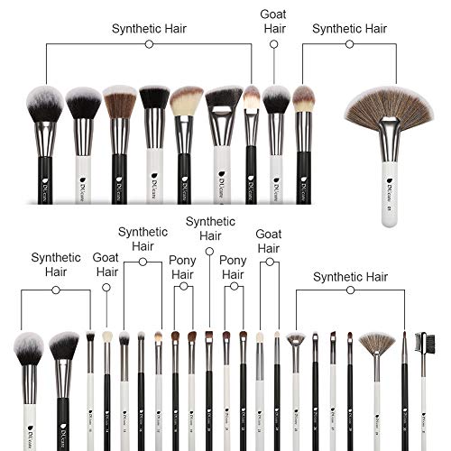 DUcare Brochas de Maquillaje Profesional Con Bolsa de Cosméticos 31 piezas Premium Synthetic Set de Pinceles de maquillaje para Artista de Maquillaje(Estilo panda）