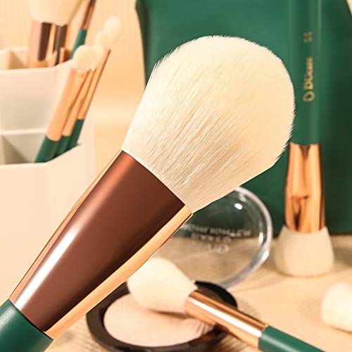 DUcare Brochas de Maquillaje Verde 13 piezas Premium Synthetic Set de Pinceles de maquillaje para cosmética facial y ocular