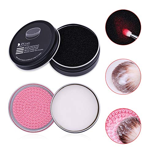 DUcare Limpia Brochas Maquillaje 2PCS : limpiador de jabón sólido y esponja de eliminación de color