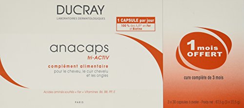Ducray Anacaps Reactiv Cabello y Uñas, 3 x 30 Capsulas