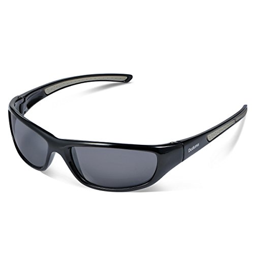 Duduma Gafas de Sol Deportivas Polarizadas Para Hombre Perfectas Para Esquiar Golf Correr Ciclismo TR8116 Súper Liviana Para Hombre y Para Mujer (marco negro con lente negro)