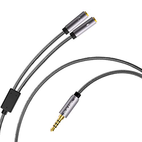DuKabel Cable adaptador de audio en Y (conector CTIA de 3,5 mm a 2 conectores TRS hembra de 3,5 mm) para auriculares para juegos, Xbox One, PS4, teléfonos inteligentes y portátiles - Top Series 1,2 m