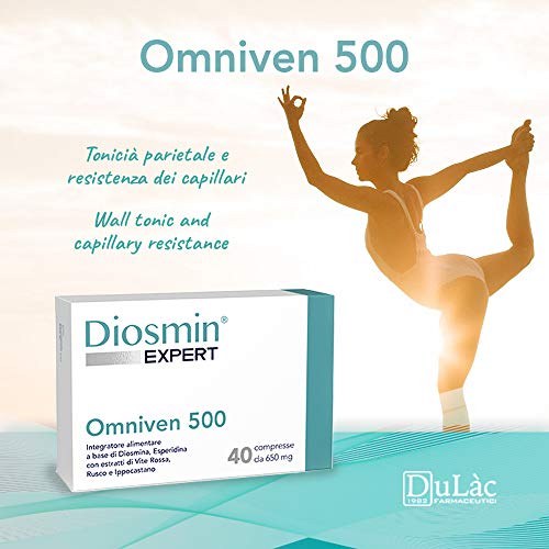 Dulàc - Omniven 500-40 CPR - Diosmina(450 mg), Hesperidina(50 mg), Vid roja, Ruscus, Castaño de Indias - Hemorroides y Microcirculación - Diosmin Expert