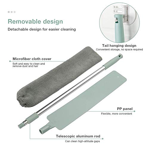 Dumcuw Cepillo de limpieza de polvo, varilla telescópica ajustable, para limpieza de polvo, mojado y seco, Herramientas de limpieza del hogar debajo de la cama y el sofá.
