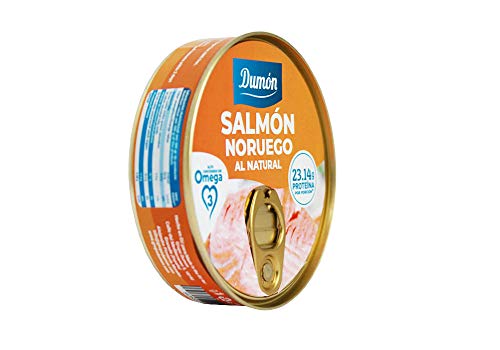 Dumon - 24 Unidades de 160 gr de Conservas de Salmon Noruego Fresco Gourmet Premium listo para comer. Pescado enlatado Sin huesos y Sin Piel. Abre fácil. Rico en proteínas, OMEGA 3, sin gluten.