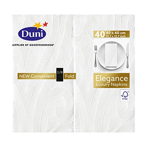 Duni 171664 Elegance - Servilletas (tamaño grande, predobladas, 40 x 40 cm, 240 unidades), color blanco