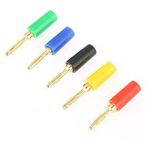 Duokon 2mm Colores Mezclados Banana Plugs Chapado en Oro Cable de Altavoz Musical Cable Pin Jack Sondas de Prueba Conectores para Amplificador (20 Unidades/Juego)