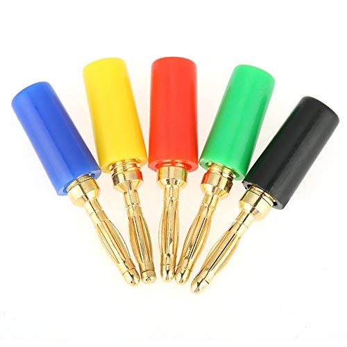 Duokon 2mm Colores Mezclados Banana Plugs Chapado en Oro Cable de Altavoz Musical Cable Pin Jack Sondas de Prueba Conectores para Amplificador (20 Unidades/Juego)