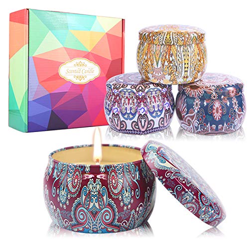 duoledaeu Velas Perfumadas Natural Velas Aromaticas, Cera de Soja Natural, Velas de Aromaterapia para Yoga, baño, día de San Valentín,4 Piezas