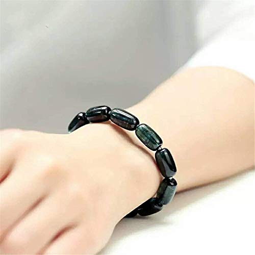 DUOVEKT - Pulsera de turmalina Verde Natural para Mujeres y Hombres con Piedras de Cristal de 15 x 8 mm, joyería elástica con Certificado AAAAA