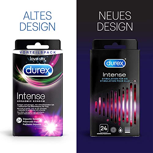 Durex Condones orgásmicos intensos acanalados y tachonados con estimulación para una satisfacción intensiva 24 piezas