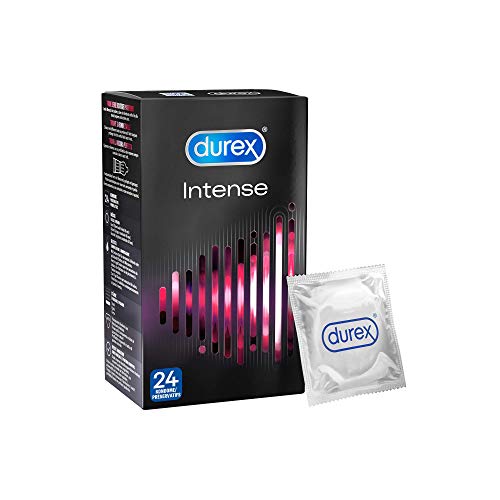 Durex Condones orgásmicos intensos acanalados y tachonados con estimulación para una satisfacción intensiva 24 piezas