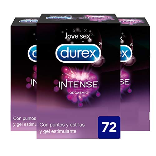 Durex Intense Orgasmic 72 Condones | Preservativos Estriados con Gel Estimulante | Condones Durex estriados en Pack