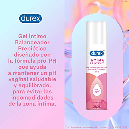 Durex Íntima Protect Gel Íntimo Balanceador Prebiótico 2In1, Fórmula Pro-Ph, Ácido Hialurónico, Libre De Fragancias – 50 ml