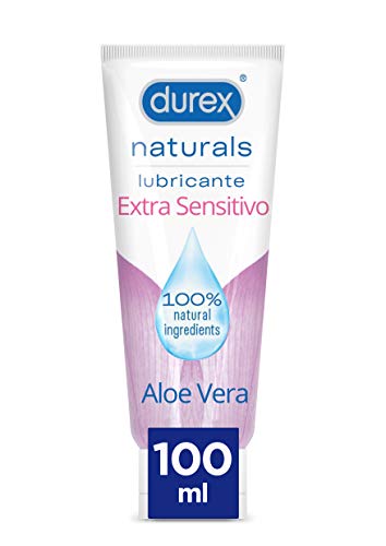 Durex Naturals Extra Sensitivo Lubricante, Aloe Vera, 100% Natural sin Fragancia, Colorantes ni Agentes Irritantes - 100 ml