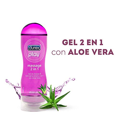 Durex Play Massage 2 en 1 Gel de Masaje Erótico y Lubricante con Aloe Vera 200 ml [Pack 2 Unidades]