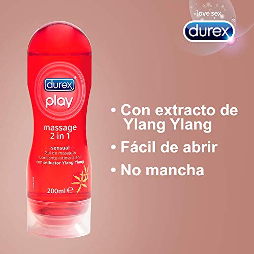 Durex Play Massage 2 en 1 Gel de Masaje Erótico y Lubricante Sensual con Ylang-Ylang 200 ml