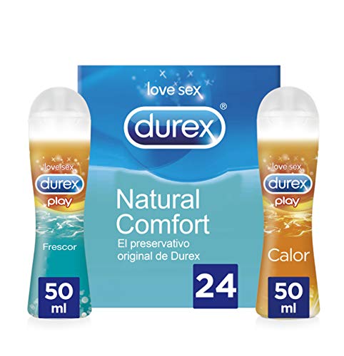 Durex Preservativos Comfort 24 Condones + Durex Lubricante Intimo Calor + Lubricante Sexual Frescor