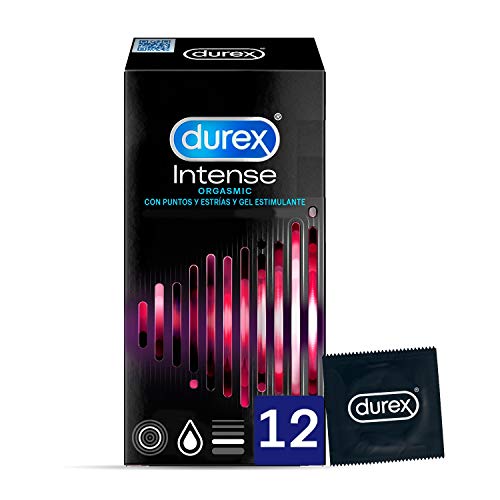 Durex Preservativos Intense con Puntos y Estrías y gel estimulante - 12 condones
