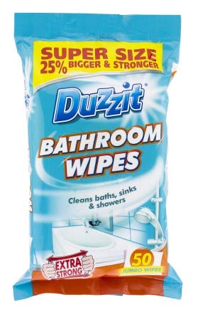 Duzzit Multipack 200 toallitas de baño. Limpia baños, duchas y otras superficies del hogar. Producto de limpieza del hogar, cuatro paquetes resellables más un folleto de limpieza de kerhoot