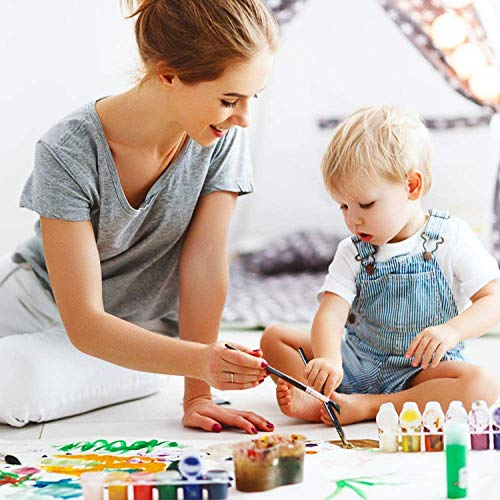 Dweyka Pinceles de Pintura Acrílica,12 Piezas Profesional Pincel de Artista,Esponjas y 2 Piezas Paleta para Acuarela,Acrílico,Gouache,Aceite,Pintura De La Cara