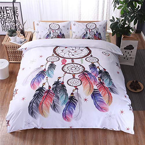 DXSX Funda Nórdica Juego de Cama Funda de Edredón Microfibra Funda de Almohada Tema Atrapasueños Ropa de Cama Dreamcatcher Decoración (180×220cm (para Cama de 105))