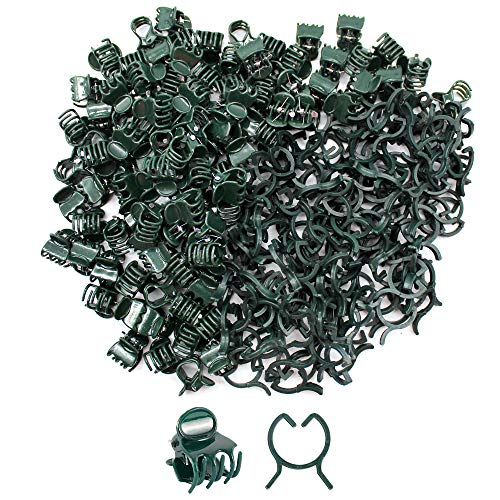 Dylan-EU 200 Piezas Clip de Planta 2 Estilos Clip de Orquídea Clip de Jardin Clip de Planta de Soporte Adecuado para Tomates, Pepinos, Uvas, Soja, Orquídeas y Otras Plantas - Verde