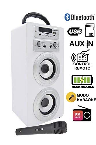 Dynasonic 025-WHITE - Altavoz Bluetooth función karaoke, color blanco