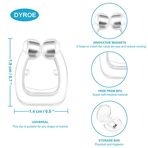 Dyroe Dilatador Nasal Anti Ronquidos 4 Pack [Versión 2020], Nose Clip Silicona con Imán Mejora la Respiración Nariz Clip para Ayudar a Dormir Mejor Antironquidos para el Ejercicio