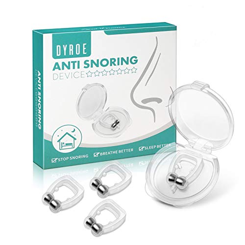 Dyroe Dilatador Nasal Anti Ronquidos 4 Pack [Versión 2020], Nose Clip Silicona con Imán Mejora la Respiración Nariz Clip para Ayudar a Dormir Mejor Antironquidos para el Ejercicio