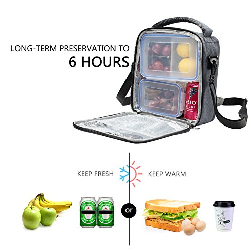 E-MANIS Bolsa Almuerzo Bolsa Térmica con Compartimentos Separados,Multiuso Caja De Almuerzo Multiuso Bolsa de Almuerzo para Adultos,Mujeres,Niños para Camping,Excursión,Playa Refrescos 6L (Gris)