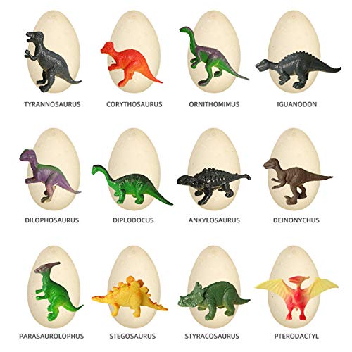 E-More Huevos de Dinosaurio de Kit de Excavación Paquete de 12, Descubre 12 Dinosaurios Diferentes, Fiesta de Pascua de Juguete Stem Juguetes Educativos para Niños de 6+ Años Regalo de Niños Niñas
