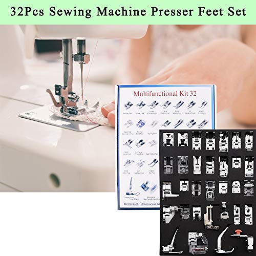 E-Senior Juego de prensatelas, Prensatelas Accesorios Para Máquinas de coser Brother Janome Singer Toyota (32Piezas)