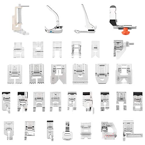 E-Senior Juego de prensatelas, Prensatelas Accesorios Para Máquinas de coser Brother Janome Singer Toyota (32Piezas)