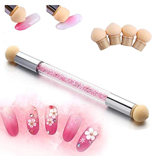 Ealicere 1pc de Esponja Cepillo de Uñas de Sombreado Degradado 4 Cabezales de Esponja de Repuesto Lavables Bricolaje Creativo Herramientas para Mezclar y Puntear De Uñas para el Salón O en el Hogar