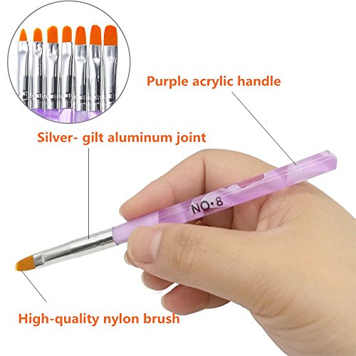 Ealicere 7pcs Pincel uñas de UV Gel, Pinceles Pintauñas parara Decorar Uñas Nail Art Decoration,Nail art cepillo de pintura de uñas que detalla el cepillo pluma