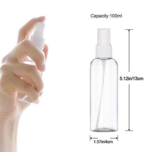 Ealicere Bote Spray Botellas Vacía De Plástico Transparentes Contenedor de Pulverizador, Pulverizador Transparente Set de Botella de Spray de Viaje-4 Piezas (100ml)