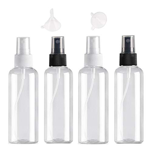 Ealicere Bote Spray Botellas Vacía De Plástico Transparentes Contenedor de Pulverizador, Pulverizador Transparente Set de Botella de Spray de Viaje-4 Piezas (100ml)