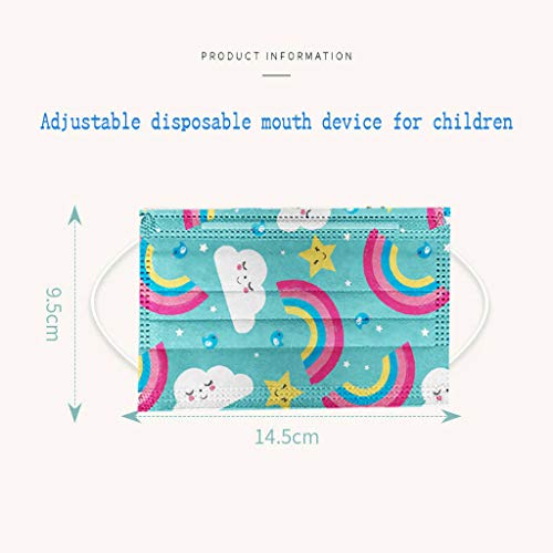 Earleye0 50 Piezas Niños Protección Desechable para Impresión linda 3 Capas Transpirables con Elástico para Los Oídos