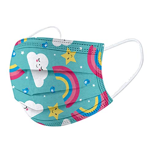 Earleye0 50 Piezas Niños Protección Desechable para Impresión linda 3 Capas Transpirables con Elástico para Los Oídos