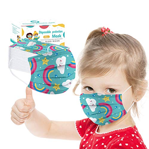 Earleye0 50 Piezas Niños Protección Desechable para Impresión linda 3 Capas Transpirables con Elástico para Los Oídos