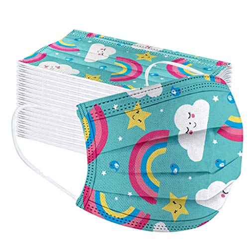 Earleye0 50 Piezas Niños Protección Desechable para Impresión linda 3 Capas Transpirables con Elástico para Los Oídos