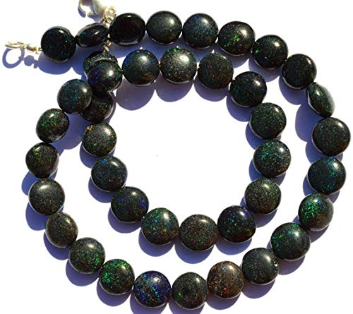 Earth Gems Park Super Fine Quality Gems Jewelry 1 Strand Natural Australian Matrix Black Opal 10MM Approx. Round Coin Shape Beads 16.5 Inch Code:- BF-11302