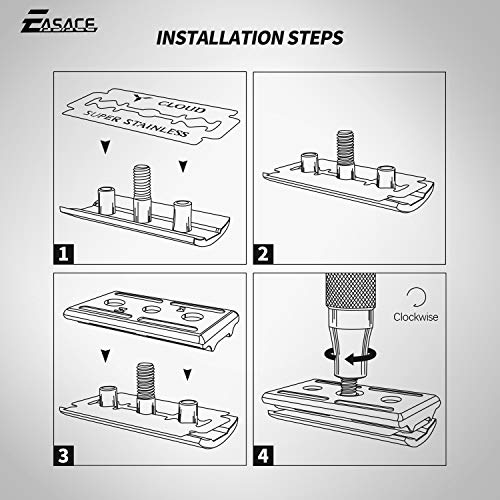 EASACE Cuchilla de Doble Filo Kit de Maquinilla de Afeitar para Hombres Mujeres Afeitado Húmedo+1 Soporte+1 Cepillo de Limpieza+10 Cuchillas de Doble Filo de Acero Inoxidable (Negro)