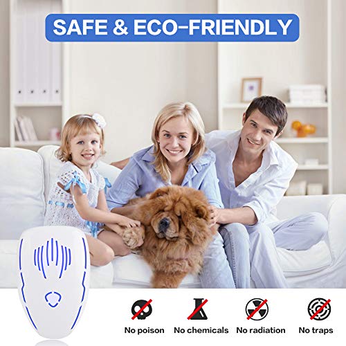 Eastshining Repelente de Insectos Interiores Control de Mosquitos Ratones Hormigas Cucarachas Moscas Arañas Pulgas Ultrasónico de Plagas 2019 Electrónico Alta Potencia (2 Piezas), Desconocido