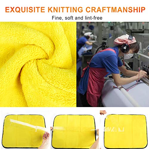 EASY EAGLE 1200GSM Toalla Secado Coche, 38x44CM Bayetas de Limpieza de Microfibra, Paños de Microfibra Coche, Bayetas de Microfibra Moto, 3 Unidades
