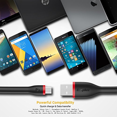 EasyAcc Cable USB C Corto [2 Pack] PocketLine Cable Tipo C para Mi A1, Samsung Galaxy S8 S9 S10, Samsung Cargador Wireless, BQ Aquaris X/X Pro, New MacBook, 15cm