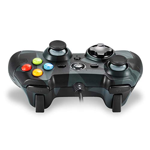 EasySMX Mando para PC, [Regalos para Padre] PS3 Gamepad Alámbrico, Joystick con los Botones de Doble-Vibración Turbo y Trigger Compatible con Windows/Android/ PS3/ TV Box (Camuflaje)